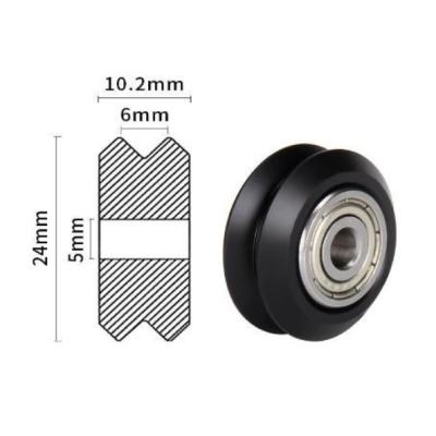V-type POM Pulley Wheel with bearing 24 x 10,2 mm